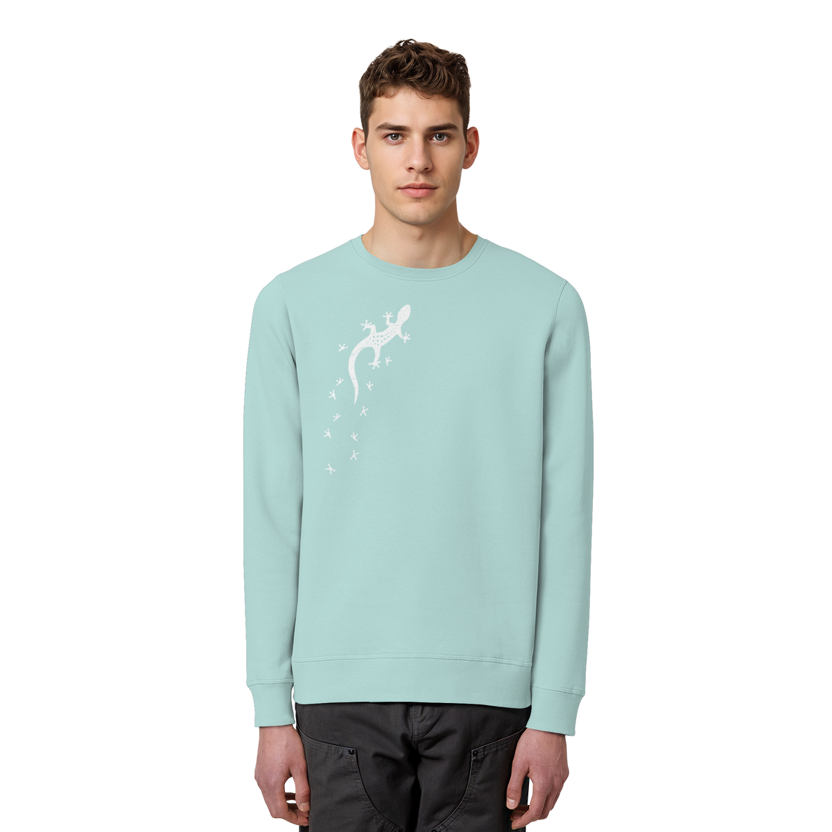Gecko Eidechse Silhouette hell - Organic Basic Unisex Sweatshirt