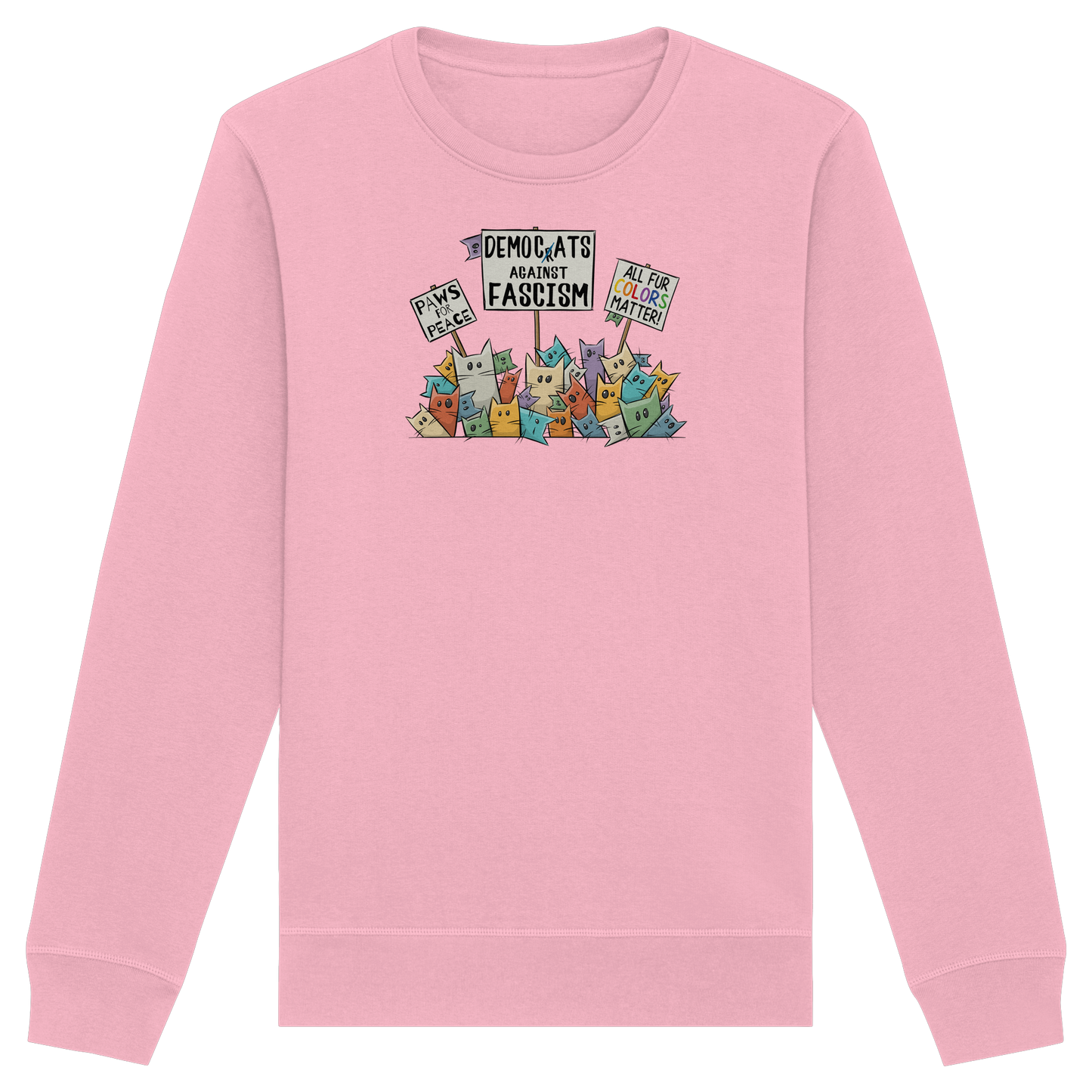 Demo-Katzen gegen Faschismus und für Vielfalt - Organic Basic Unisex Sweatshirt