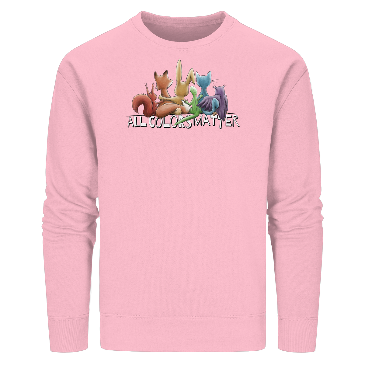 All Colors Matter! Regenbogen Tiere für Vielfalt - Organic Basic Unisex Sweatshirt