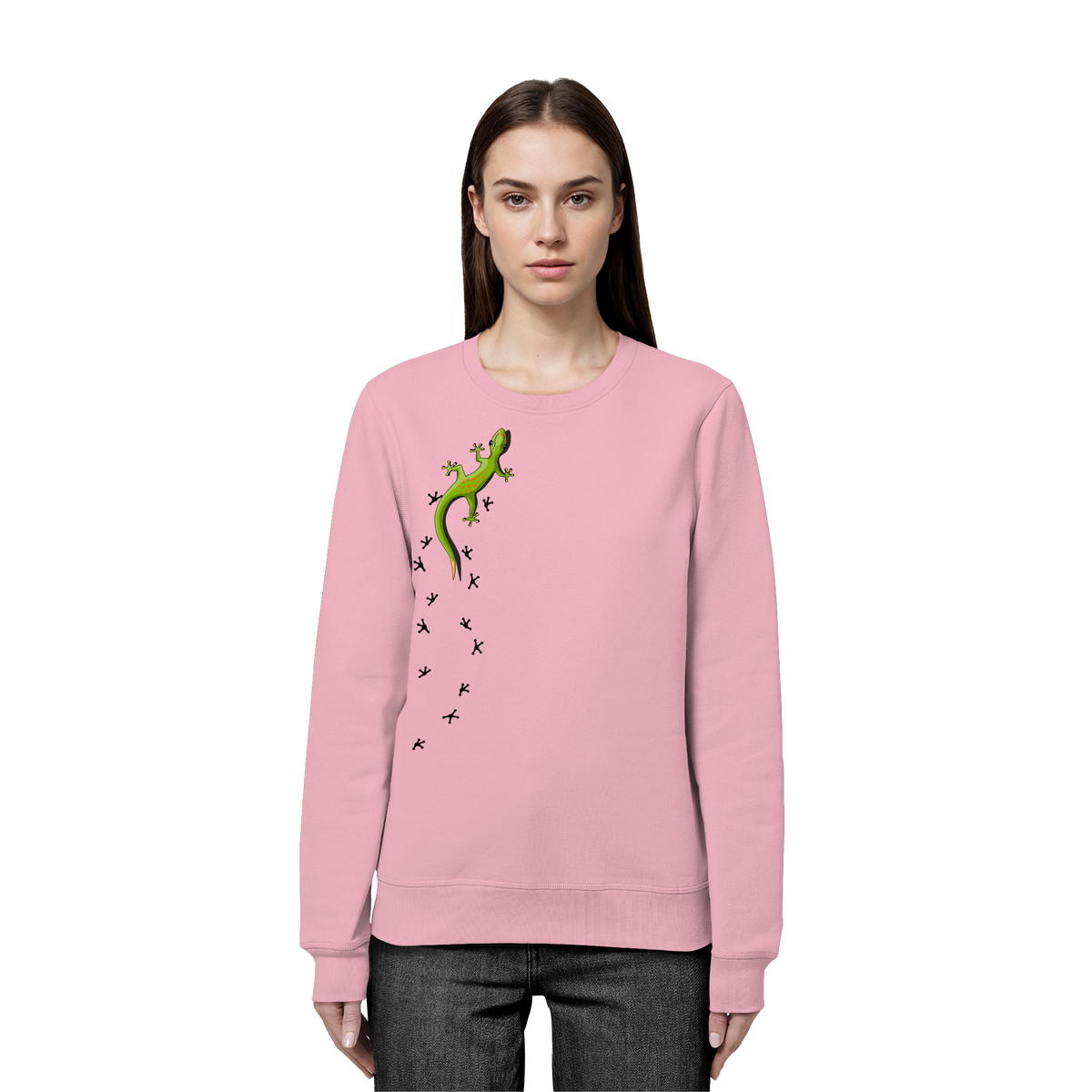 Kletternder Gecko mit Spuren - Organic Basic Unisex Sweatshirt