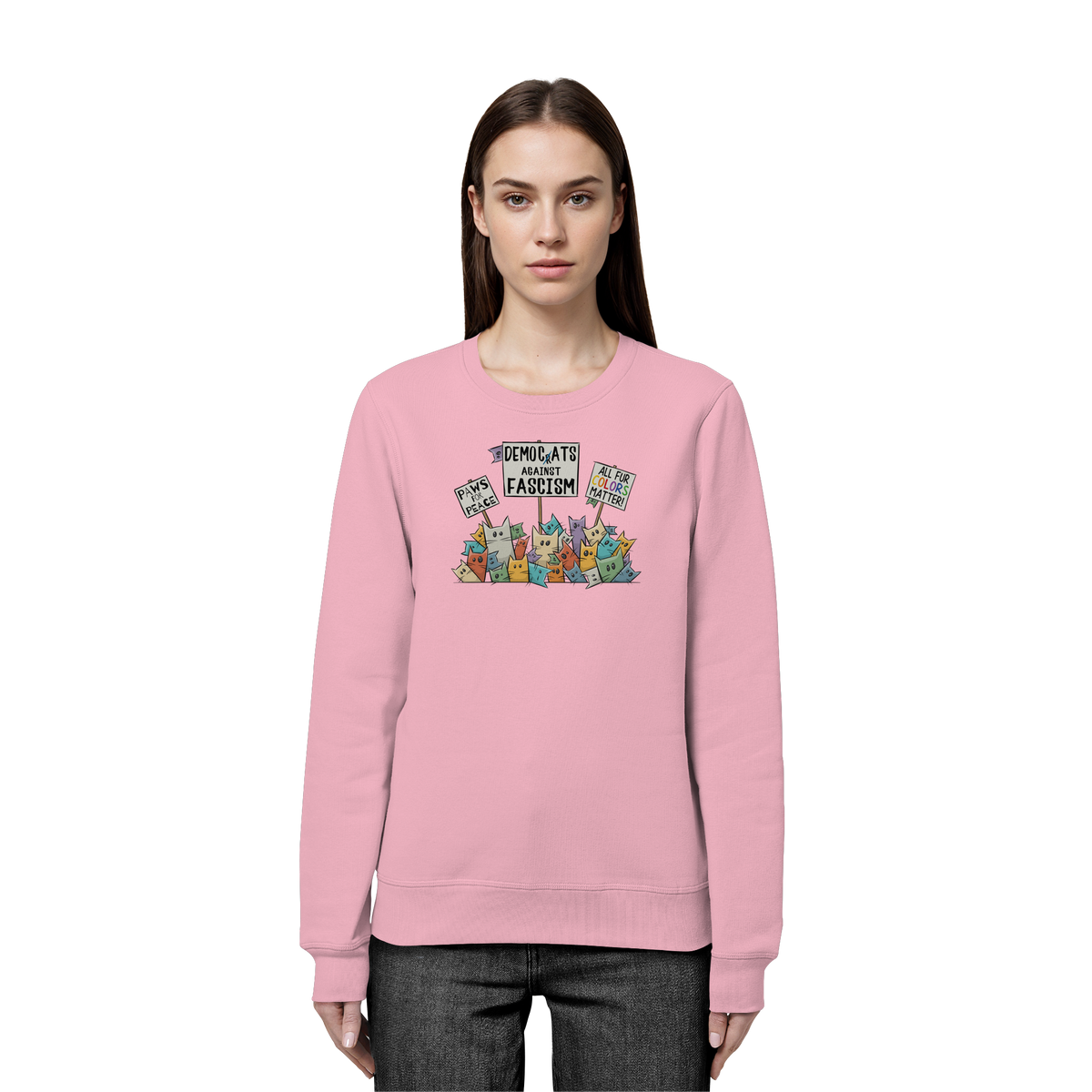 Demo-Katzen gegen Faschismus und für Vielfalt - Organic Basic Unisex Sweatshirt
