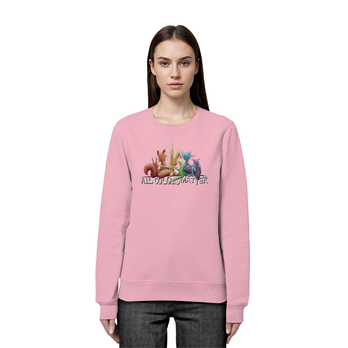 All Colors Matter! Regenbogen Tiere für Vielfalt - Organic Basic Unisex Sweatshirt