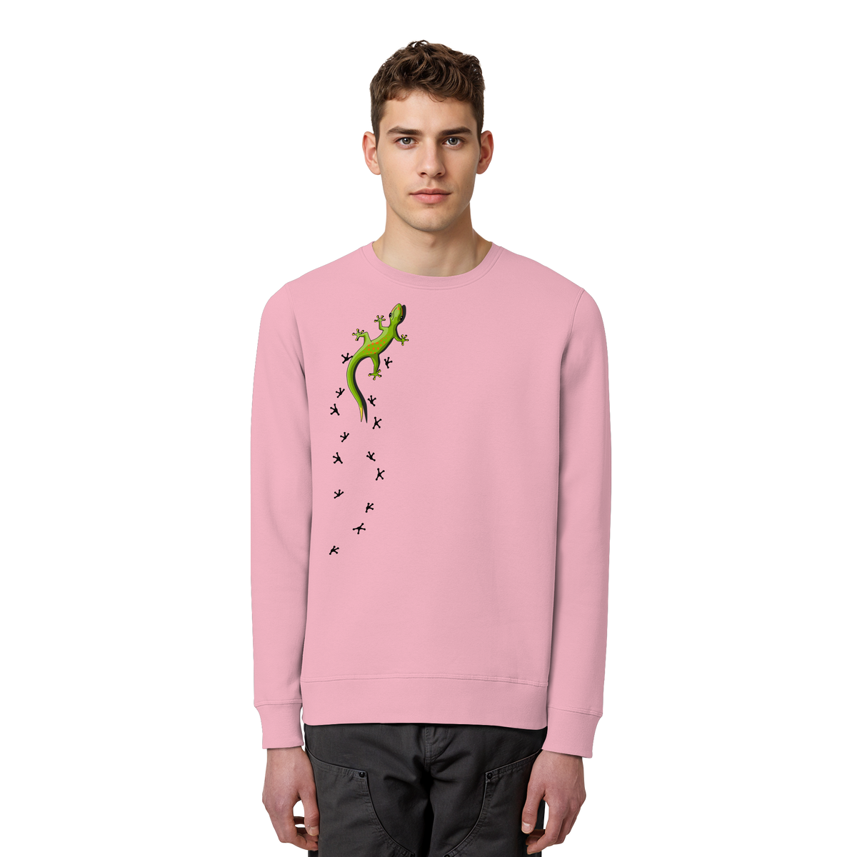 Kletternder Gecko mit Spuren - Organic Basic Unisex Sweatshirt