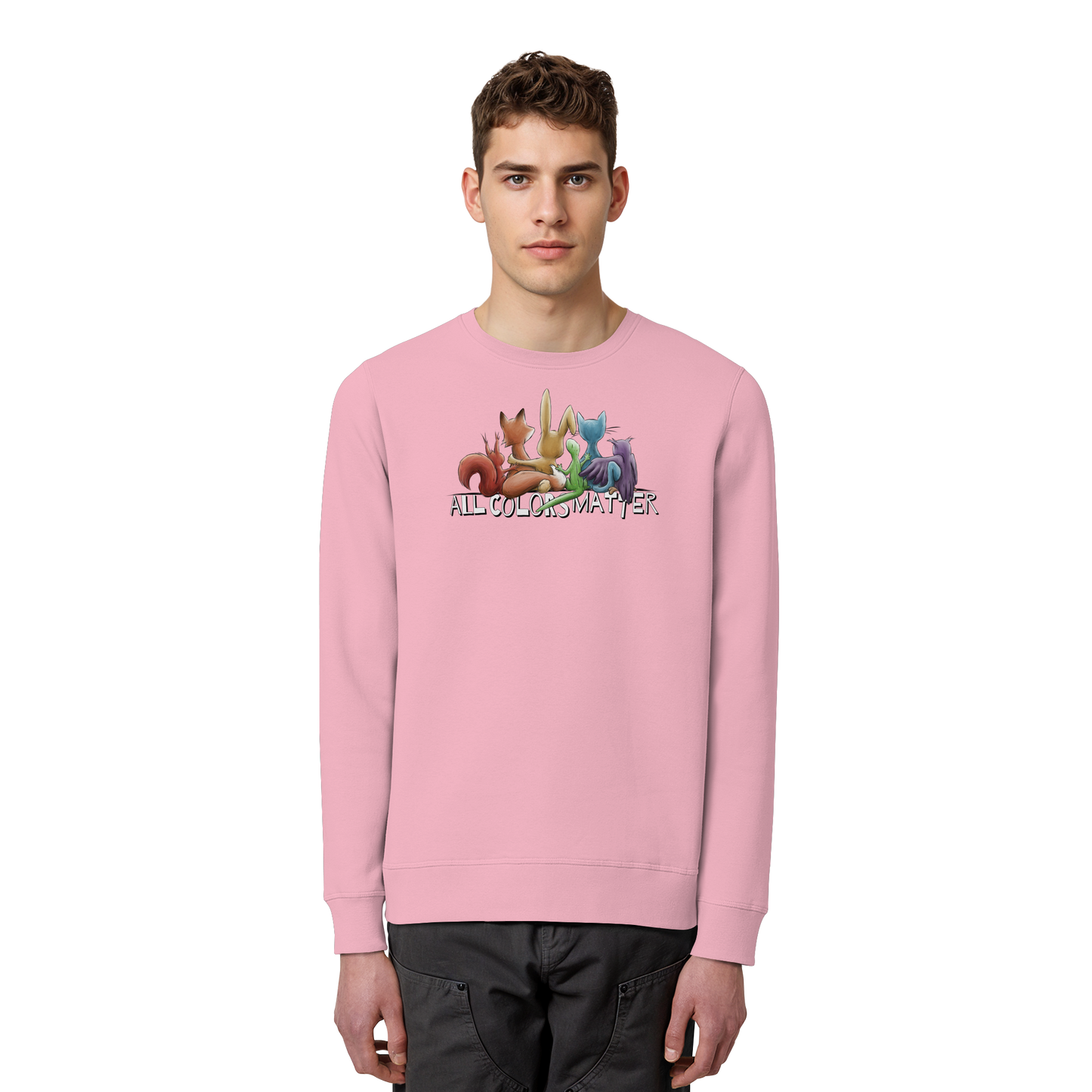 All Colors Matter! Regenbogen Tiere für Vielfalt - Organic Basic Unisex Sweatshirt