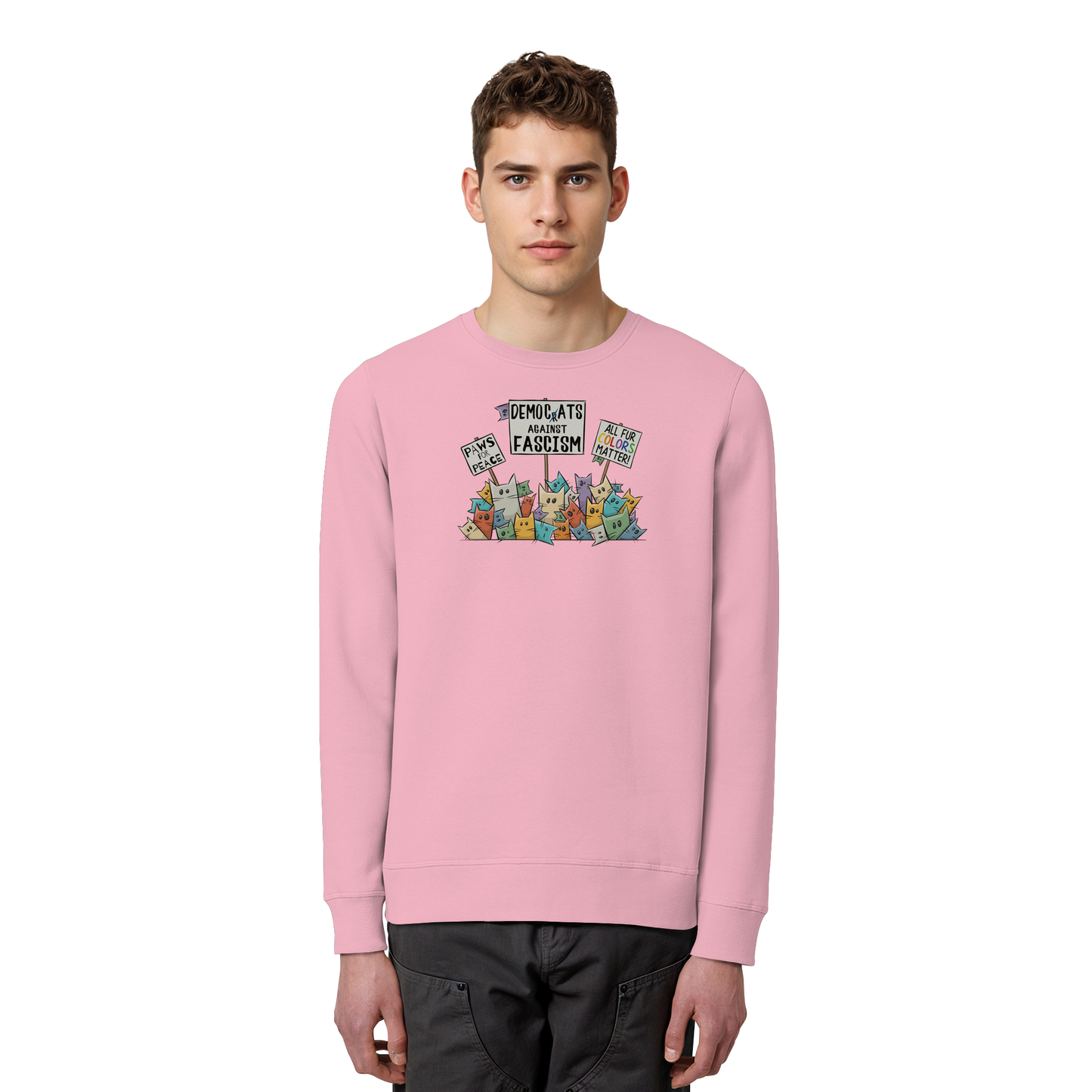Demo-Katzen gegen Faschismus und für Vielfalt - Organic Basic Unisex Sweatshirt