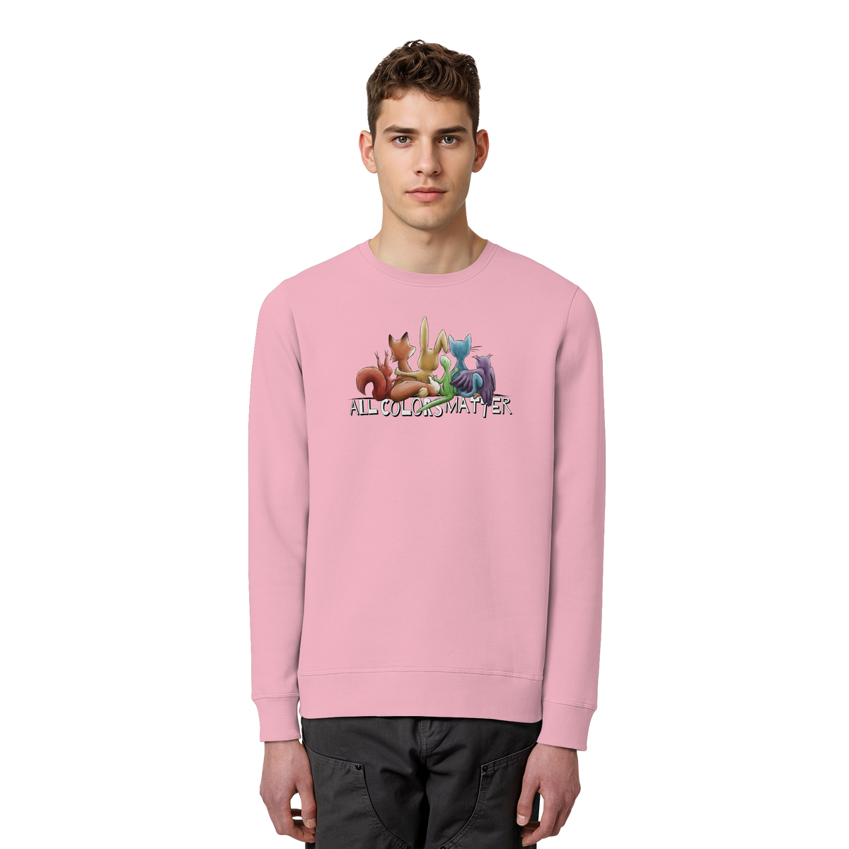 All Colors Matter! Regenbogen Tiere für Vielfalt - Organic Basic Unisex Sweatshirt