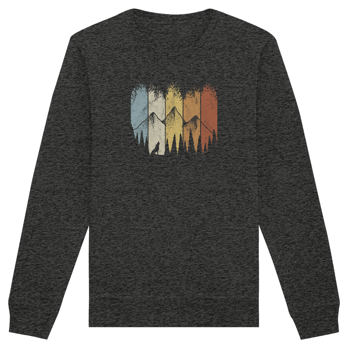 Retro Wald, Berge und Wolf  - Organic Basic Unisex Sweatshirt