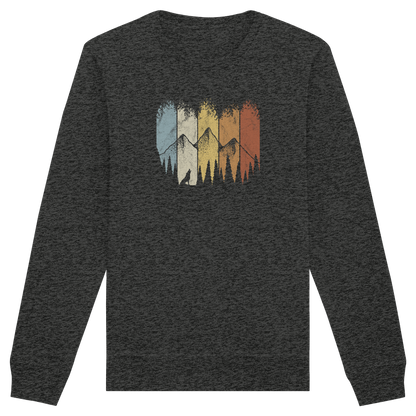 Retro Wald, Berge und Wolf  - Organic Basic Unisex Sweatshirt