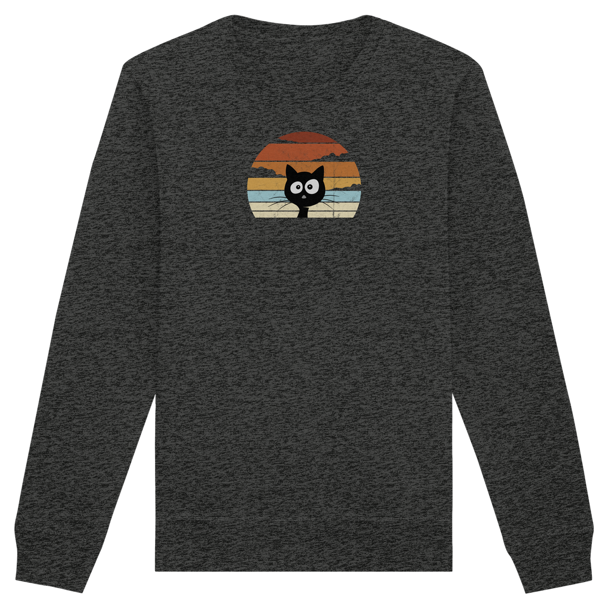 Retro schwarze Katze vor Sonnenuntergang - Organic Basic Unisex Sweatshirt