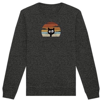 Retro schwarze Katze vor Sonnenuntergang - Organic Basic Unisex Sweatshirt