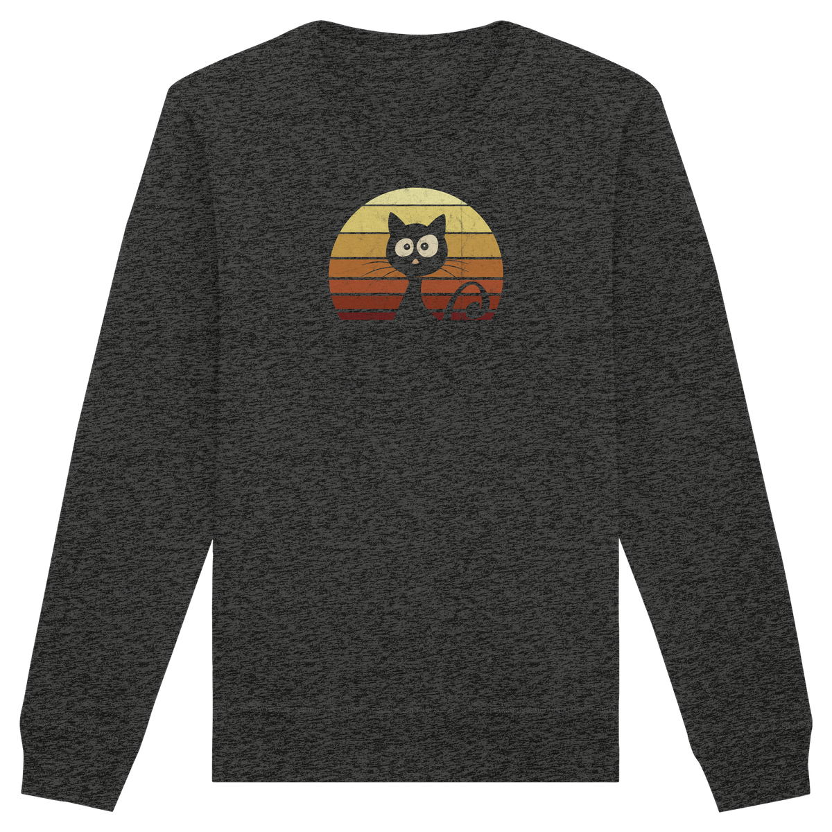 Katze vor Retro Sonnenuntergang - Organic Basic Unisex Sweatshirt