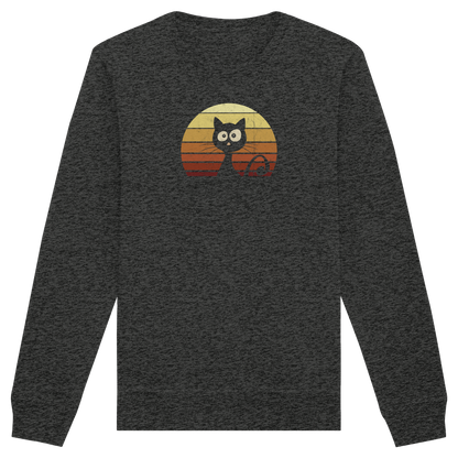 Katze vor Retro Sonnenuntergang - Organic Basic Unisex Sweatshirt