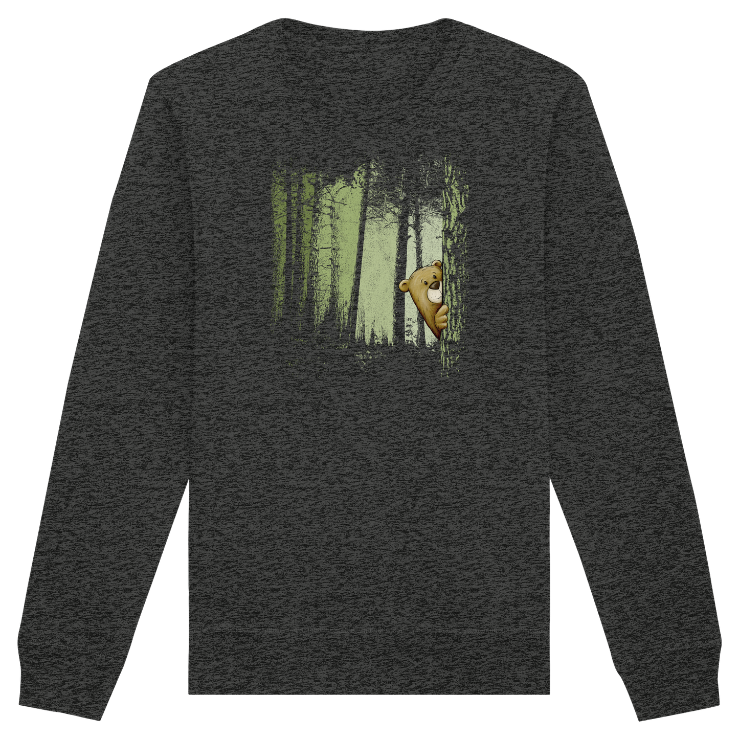 Comic Bär versteckt im Zwielicht Wald - Organic Basic Unisex Sweatshirt