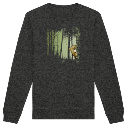 Comic Bär versteckt im Zwielicht Wald - Organic Basic Unisex Sweatshirt