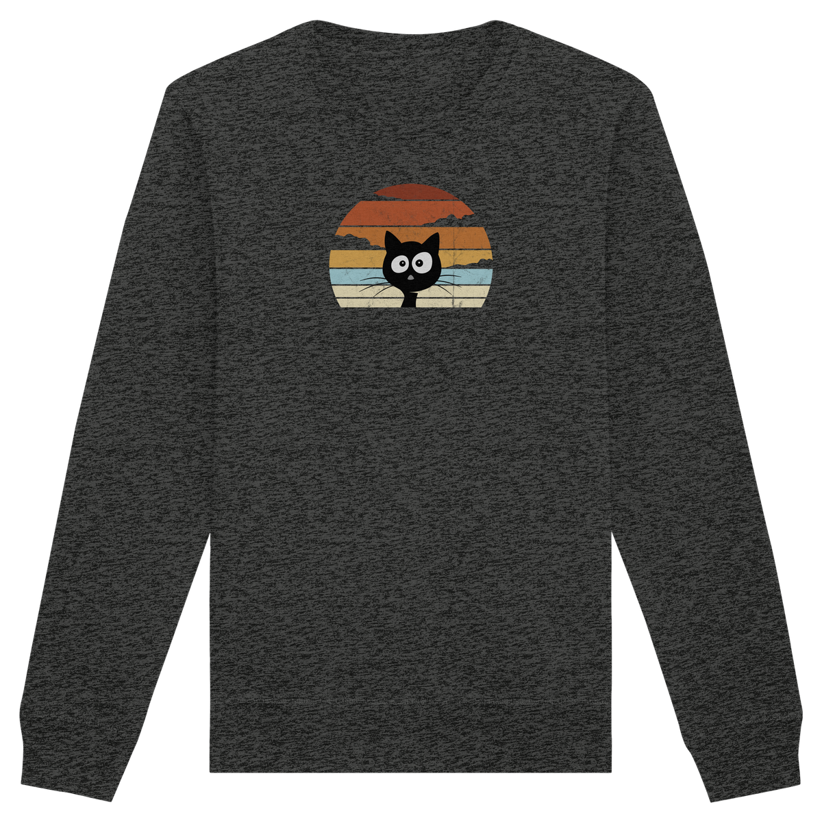Retro schwarze Katze vor Sonnenuntergang - Organic Basic Unisex Sweatshirt