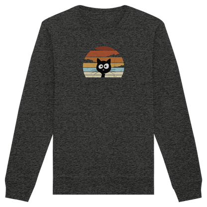 Retro schwarze Katze vor Sonnenuntergang - Organic Basic Unisex Sweatshirt
