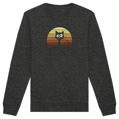Katze vor Retro Sonnenuntergang - Organic Basic Unisex Sweatshirt