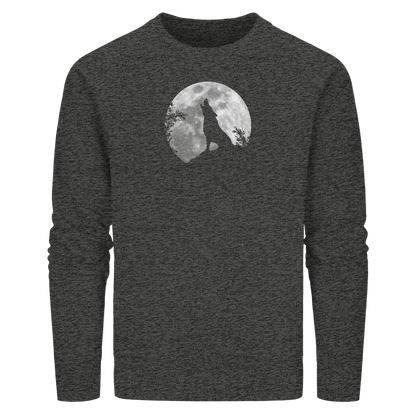 Heulender Wolf Silhouette vor Vollmond - Organic Basic Unisex Sweatshirt