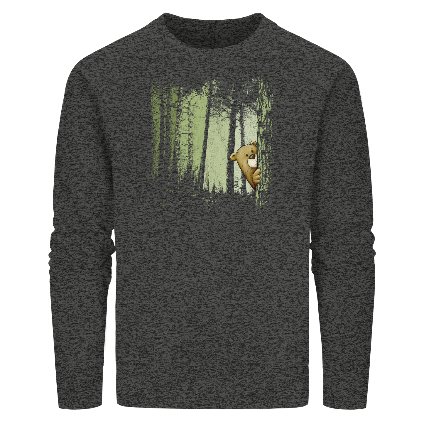 Comic Bär versteckt im Zwielicht Wald - Organic Basic Unisex Sweatshirt