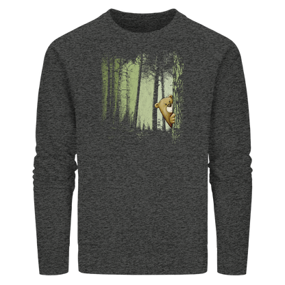 Comic Bär versteckt im Zwielicht Wald - Organic Basic Unisex Sweatshirt