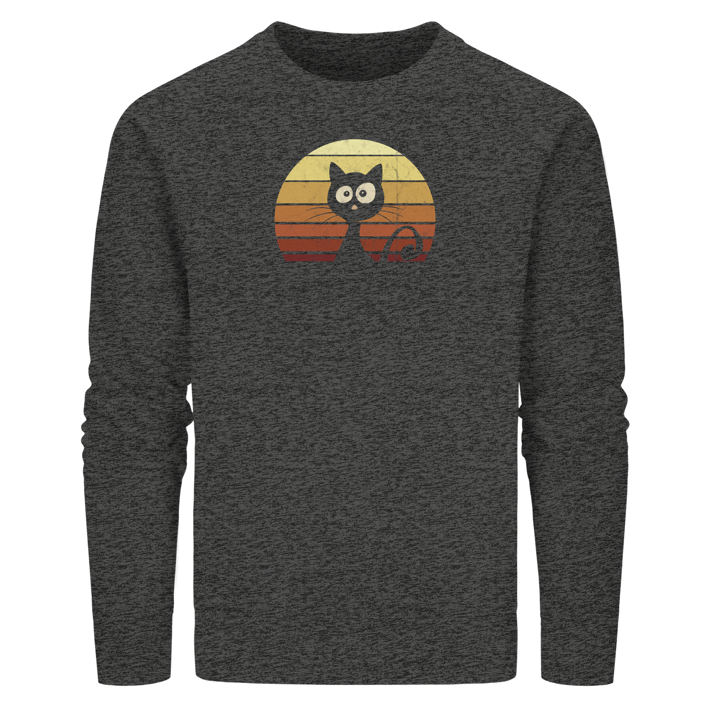 Katze vor Retro Sonnenuntergang - Organic Basic Unisex Sweatshirt