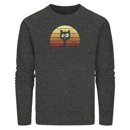 Katze vor Retro Sonnenuntergang - Organic Basic Unisex Sweatshirt