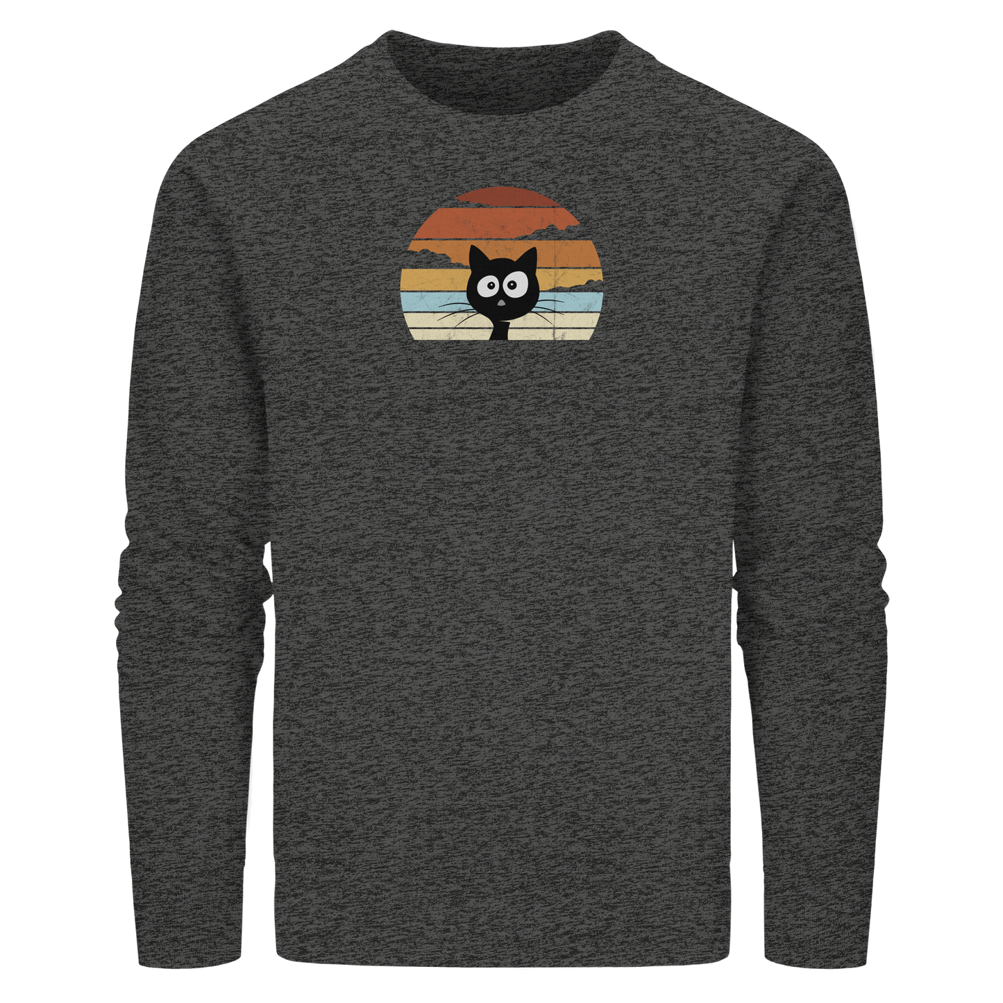 Retro schwarze Katze vor Sonnenuntergang - Organic Basic Unisex Sweatshirt