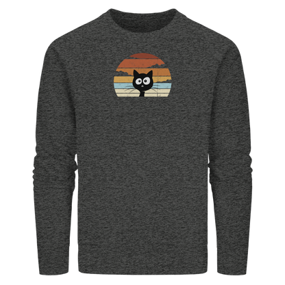 Retro schwarze Katze vor Sonnenuntergang - Organic Basic Unisex Sweatshirt