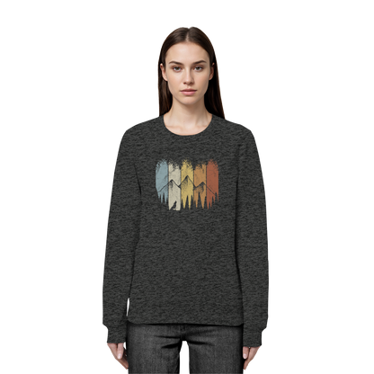 Retro Wald, Berge und Wolf  - Organic Basic Unisex Sweatshirt