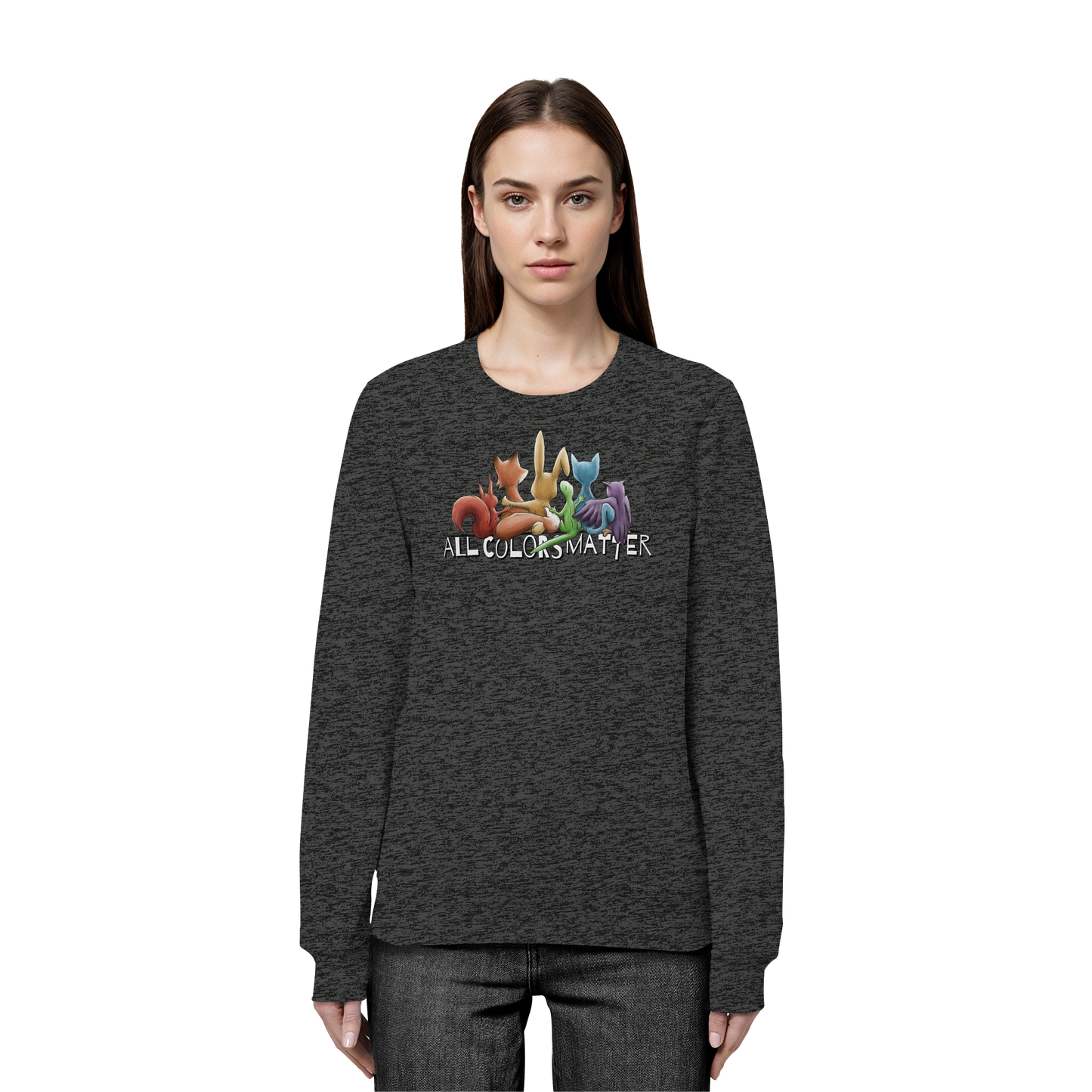 All Colors Matter! Regenbogen Tiere für Vielfalt - Organic Basic Unisex Sweatshirt
