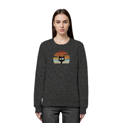Retro schwarze Katze vor Sonnenuntergang - Organic Basic Unisex Sweatshirt