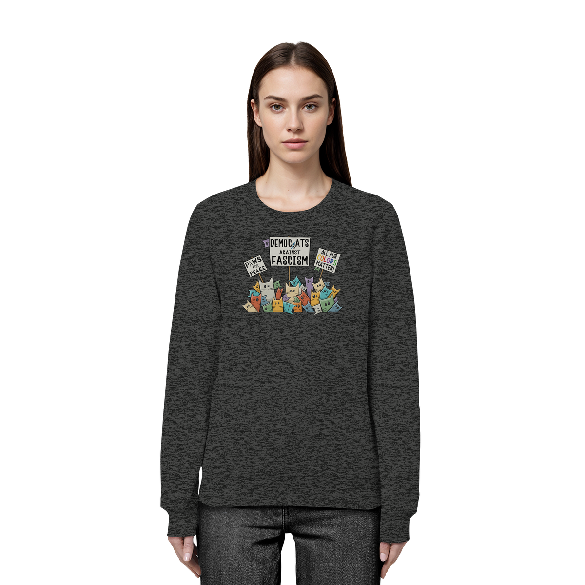 Demo-Katzen gegen Faschismus und für Vielfalt - Organic Basic Unisex Sweatshirt