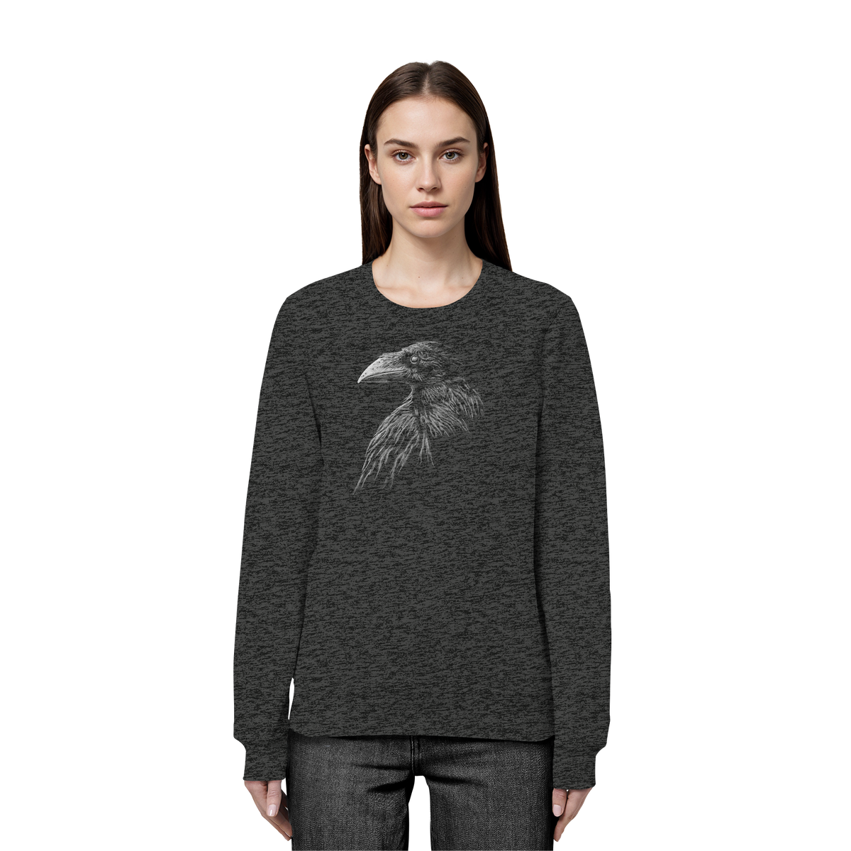 Kritzelkunst Rabe Krähe - Organic Basic Unisex Sweatshirt