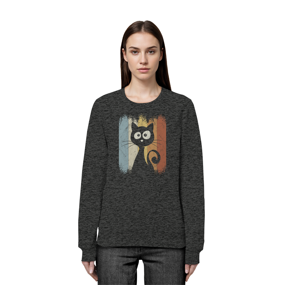 Retro Katze Silhouette - Organic Basic Unisex Sweatshirt
