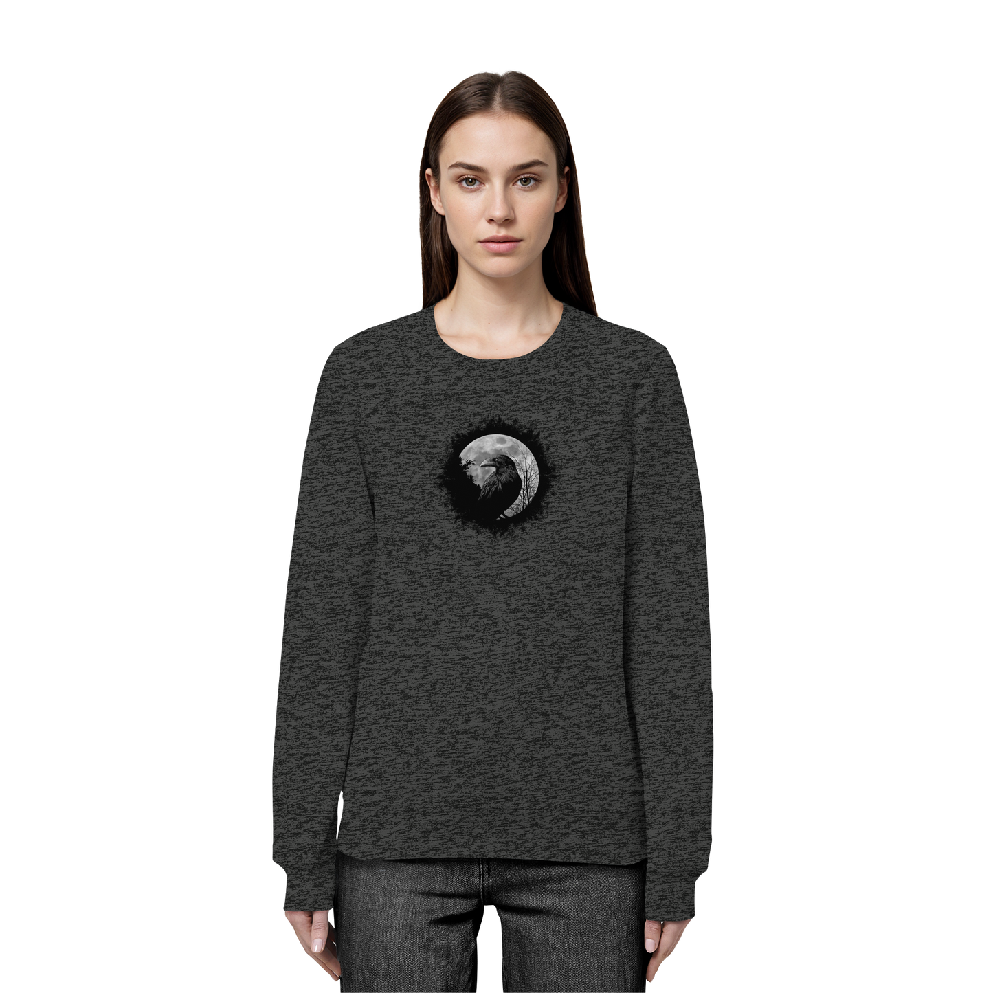 Schwarzer Rabe bei Vollmond  - Organic Basic Unisex Sweatshirt