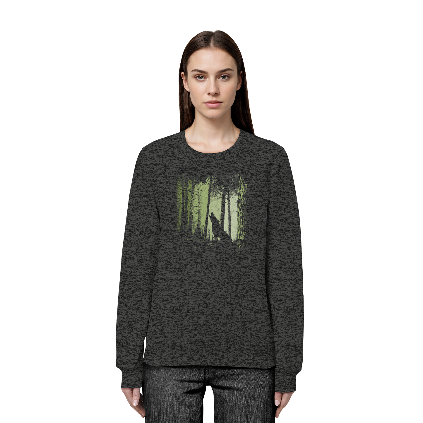 Einsamer Wolf im Zwielicht Wald  - Organic Basic Unisex Sweatshirt