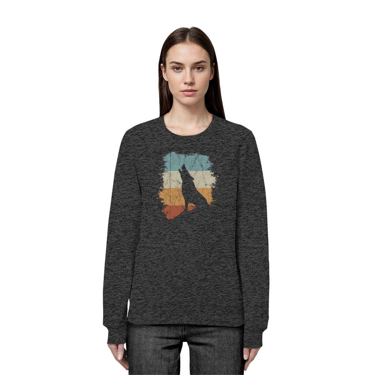 Retro Style lässig heulender Wolf  - Organic Basic Unisex Sweatshirt