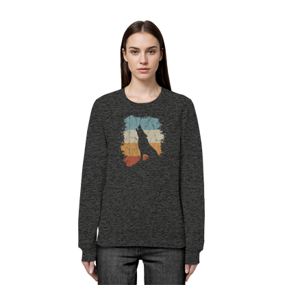 Retro Style lässig heulender Wolf  - Organic Basic Unisex Sweatshirt