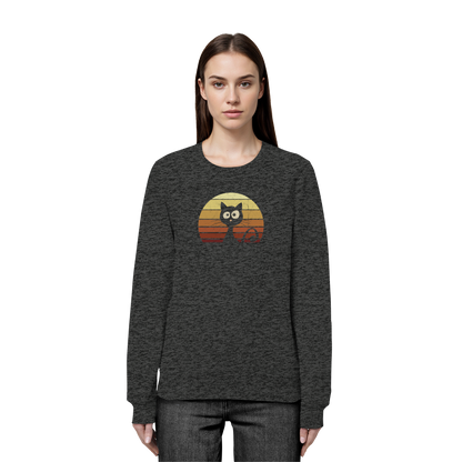 Katze vor Retro Sonnenuntergang - Organic Basic Unisex Sweatshirt