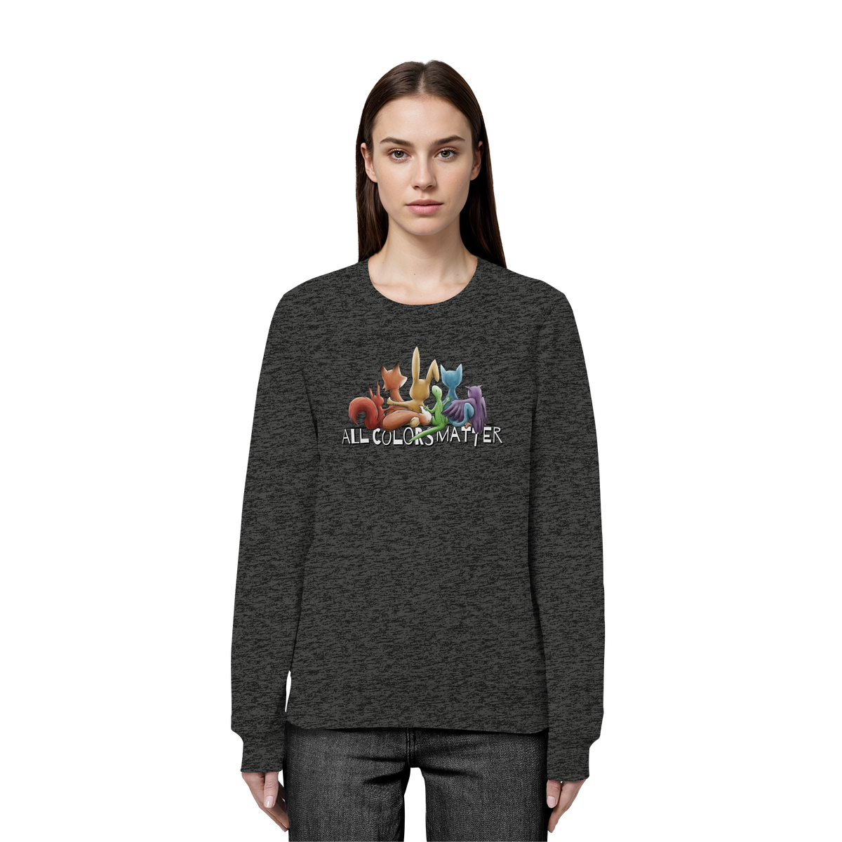 All Colors Matter! Regenbogen Tiere für Vielfalt - Organic Basic Unisex Sweatshirt