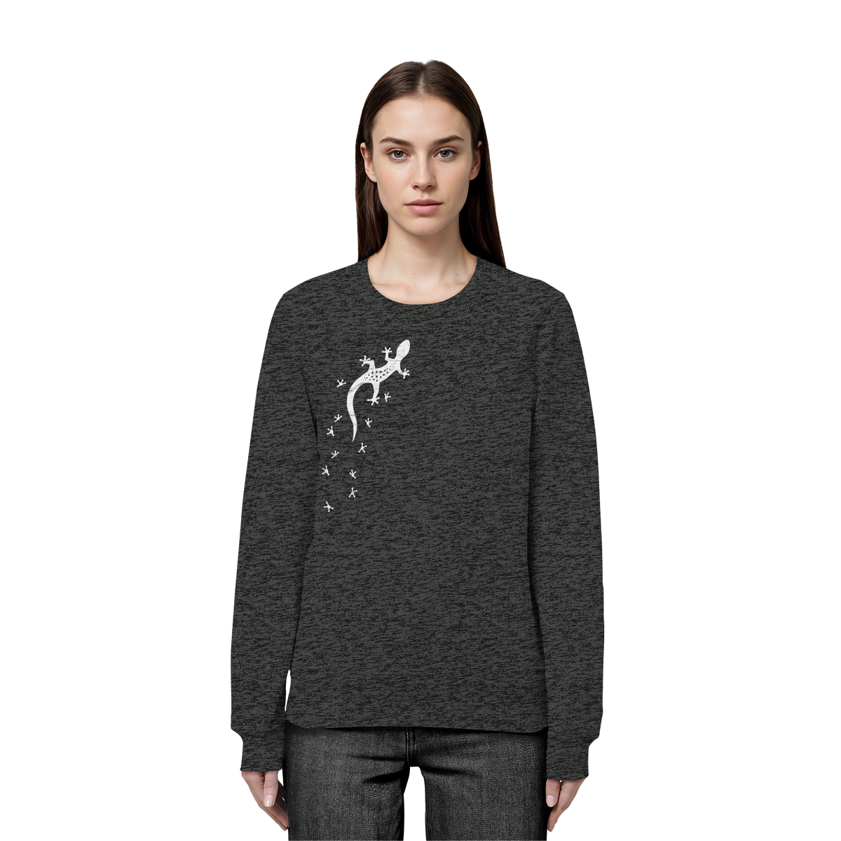 Gecko Eidechse Silhouette hell - Organic Basic Unisex Sweatshirt
