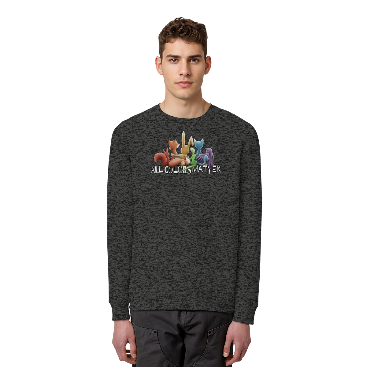 All Colors Matter! Regenbogen Tiere für Vielfalt - Organic Basic Unisex Sweatshirt