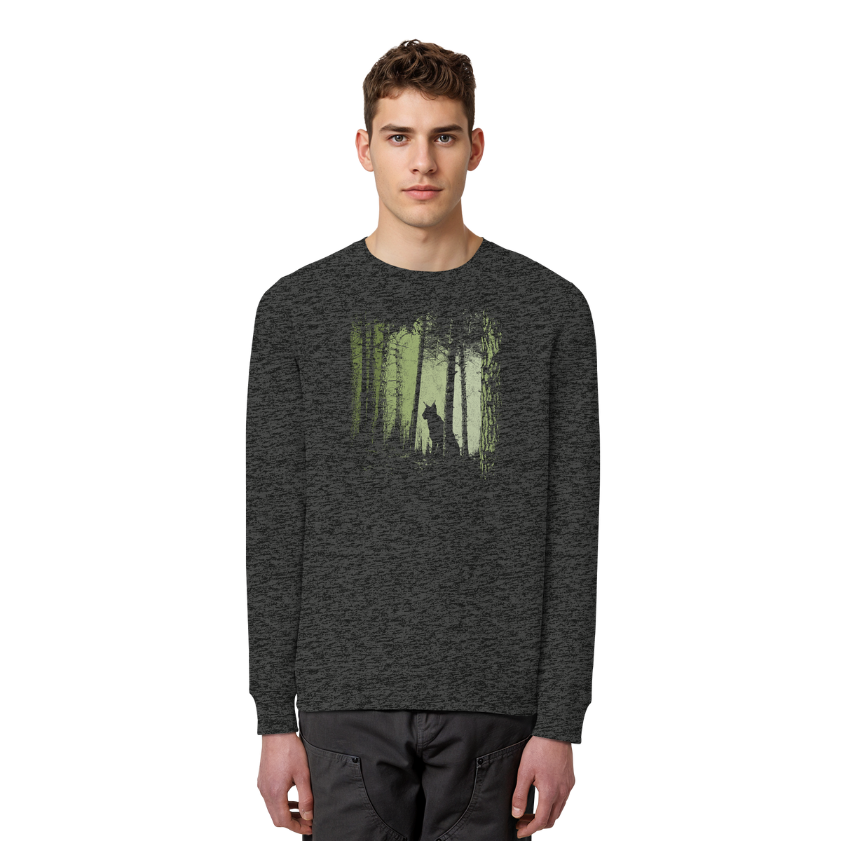 Luchs Wildkatze im Zwielicht Wald - Organic Basic Unisex Sweatshirt