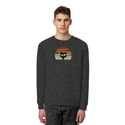 Retro schwarze Katze vor Sonnenuntergang - Organic Basic Unisex Sweatshirt