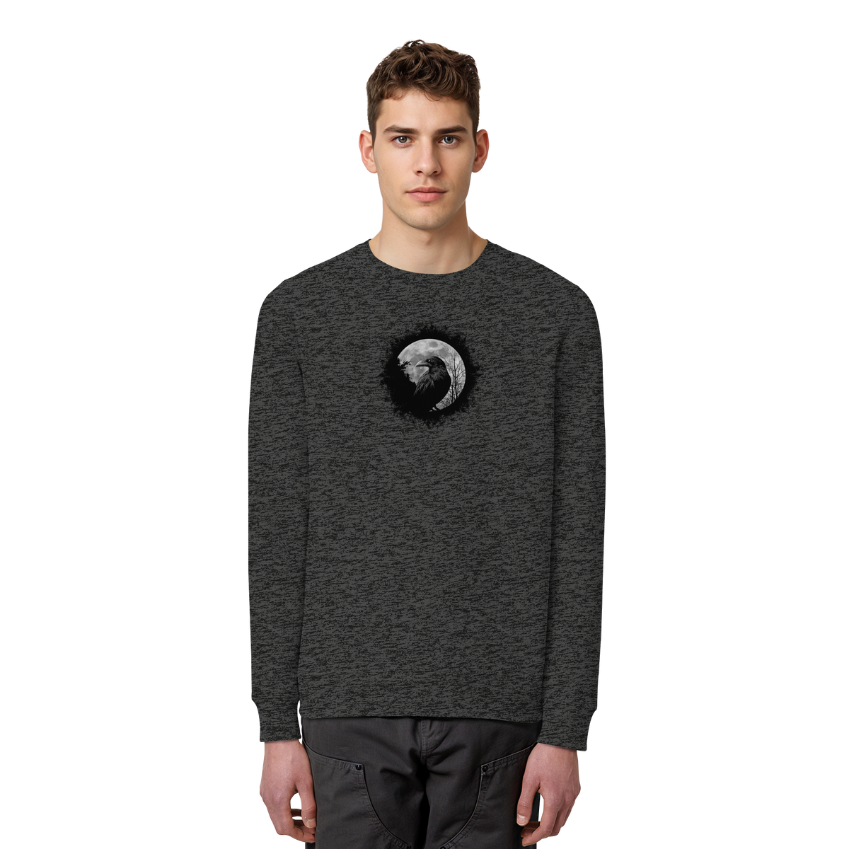 Schwarzer Rabe bei Vollmond  - Organic Basic Unisex Sweatshirt