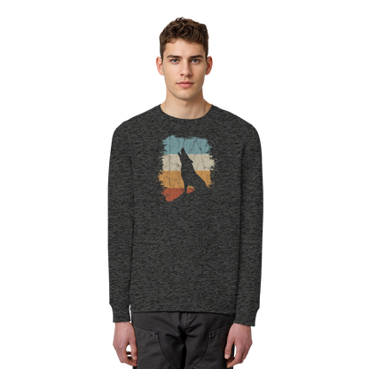 Retro Style lässig heulender Wolf  - Organic Basic Unisex Sweatshirt