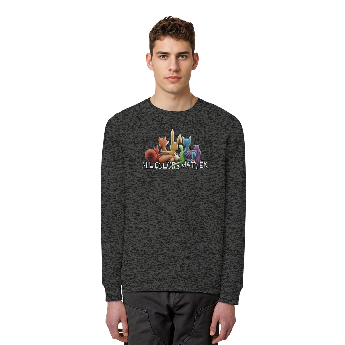All Colors Matter! Regenbogen Tiere für Vielfalt - Organic Basic Unisex Sweatshirt