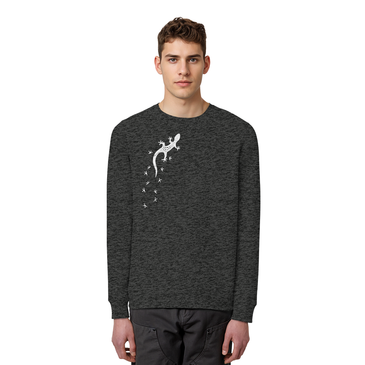 Gecko Eidechse Silhouette hell - Organic Basic Unisex Sweatshirt
