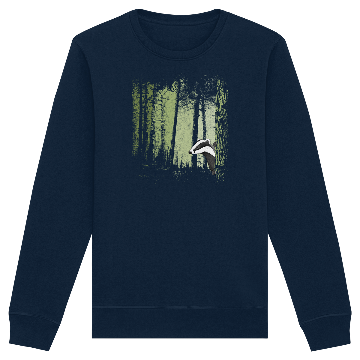 frecher Dachs im Zwielicht Wald - Organic Basic Unisex Sweatshirt