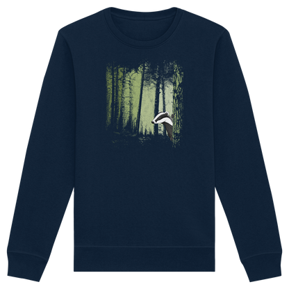 frecher Dachs im Zwielicht Wald - Organic Basic Unisex Sweatshirt